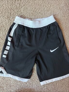 Nike Black and White Basketball Shorts with Swoosh